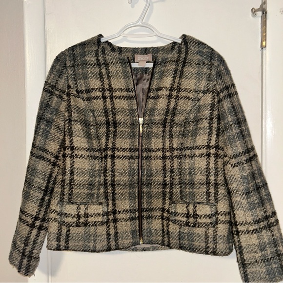 Chico's Plaid Jacket - Black and Gray - Picture 1 of 4